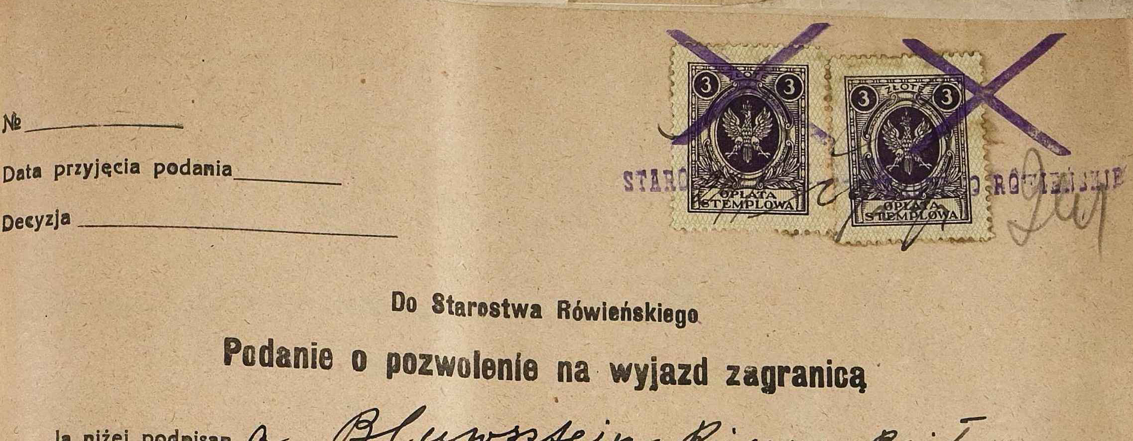 Polish emigration application headed Podanie o pozwolenie na wyjazd zagranicę